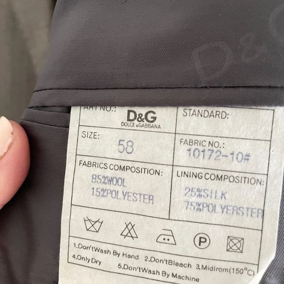 Dolce&Gabbana Men’s Blazer Pinstripe 2 buttons Wool Silk Gray Taupe Sz 58 - Picture 8 of 12